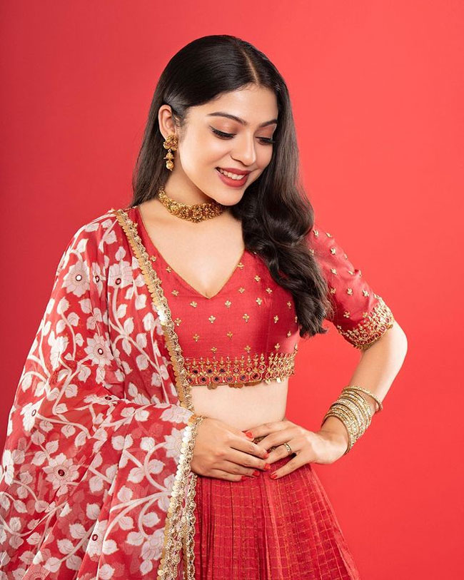 Adorable Pics Of Varsha Bollamma In Colorful Dress